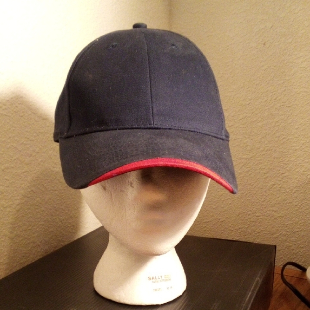 Men's Navy Baseball Cap with Red Brim Accent
